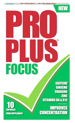 Pro Plus Focus 10 Capsules - Caffeine - Ginseng - Guarana - Zinc - Vitamins B6 & B12