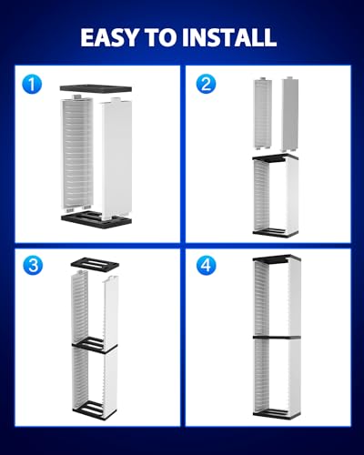 Nargos Video Game Storage Stand Tower for PS5/ PS4/ PS3/ Xbox Series S & X/Xbox one Game, Universal Game Disc Holder Vertical Blu Ray Case Organizer - Image 6