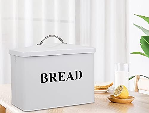 Metal Bread Bin Loaves Storage Canister Tins - Tight Fitting Lids - Countertop Space-Saving, White-Coated Carbon Steel Safty - Style 2