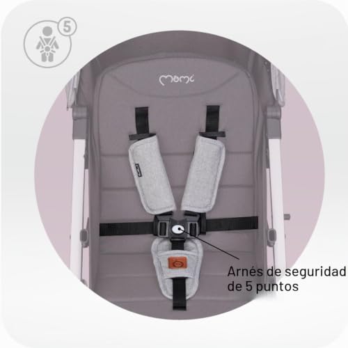Miniatura 5 de Silla Momi Estelle A Partir De Los 6 Meses Hasta 15 Kg , Silla De Paseo Plegable Con Arnés De 5 Puntos, Cesta De La Compra, Barra Telescópica, Se Mantiene De Pie Plegada
