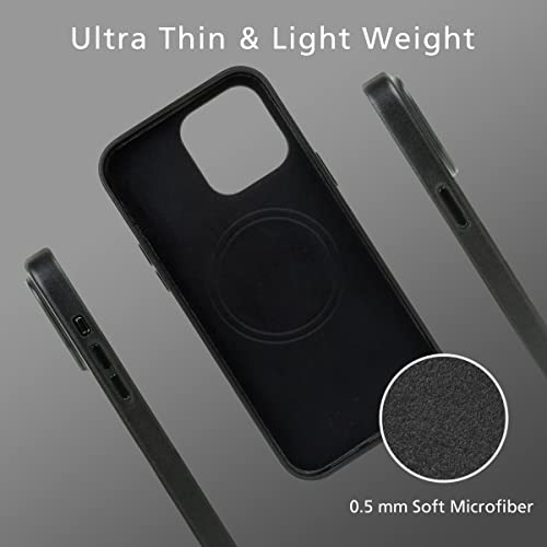 Alto Magnetic Leather Case Designed For Iphone 14 Pro And Magsafe, Clop Series Drop Protective Premium Handmade Italian Leather Phone Case (6.1 Inch, Iphone 14 Pro, Raven Black) #TOP7