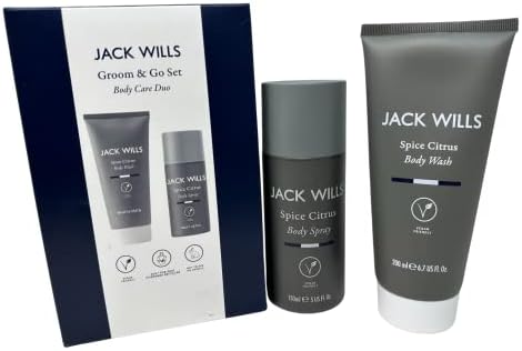 Jack Wills Groom & Go Set - Men's Body Care Duo Gift Set for Him with Topline Thank You Card. Great Present Idea for Stocking Fillers, Secret Santa Gifts or Birthdays.