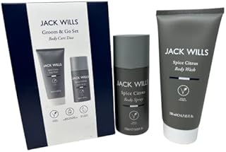 Jack Wills Groom & Go Set - Men's Body Care Duo Gift Set for Him with Topline Thank You Card. Great Present Idea for Stocking Fillers, Secret Santa Gifts or Birthdays.