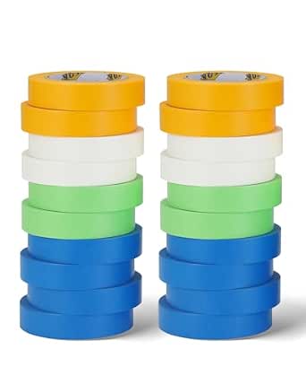 EFOK 20 Rolls Painters Tape 1 Inch Colored Bulk Masking Paint Tape 55 Yds