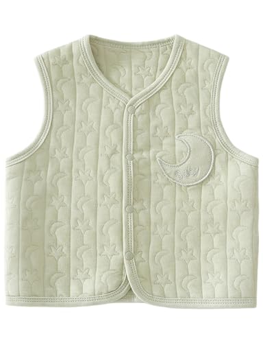 ZONEY Baby Girls Boys Vest- Cotton Warm, Breathable, Soft & Lightweight Baby Vest for Spring Fall Clothes (AU, Age, 9 Months, 12 Months, Moon Green)