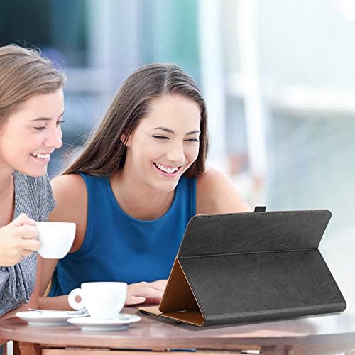 ProCase 9-10.9 inch Universal Tablet Case, Soft Leather Folio Stand Protective Universal Case with Elastic Adjustable Band and Multiple Viewing Angles -Black