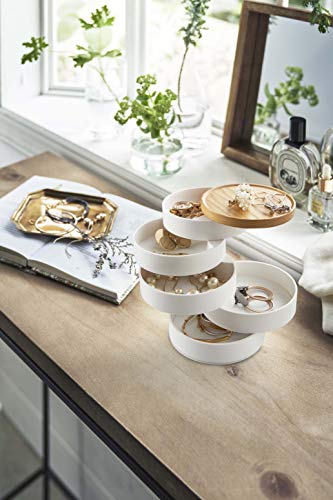 Yamazaki Box Home Stacked Accessory Trays With Wooden Lid | Plastic | Jewelry Organizer, One Size, White #TOP1