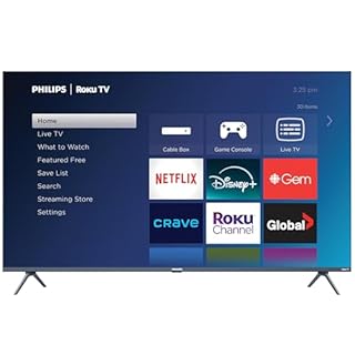 Philips Roku TV 50" sans cadre 4K Ultra HD (2160p) | Téléviseur intelligent Enterainment Plus Series (50PUL5924/F6), Dolby Atmos, assistant vocal