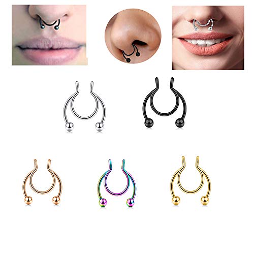 Anicina Nose Ring Hoop,Opal And Rhinestone Jeweled Nose Stud Body Jewelry 23Pcs Stainless Steel Nose Hoop Ring Septum Piercing #TOP3
