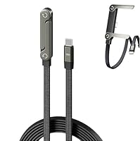 240W USB C Ladekabel seitlich mit Faltbar Handy Ständer 1,5M 2-in-1 Schnellladekabel USBC auf C Datenkabel mit 90 grad Rechtwinklig für Laptop iPad iPhone 17 16 15 Samsung Galaxy S25 Pixel Xiaomi usw