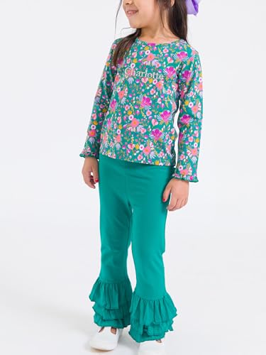 Image of RuffleButts Baby /Toddler Girls Stretchy Flare Pants w /Ruffles
