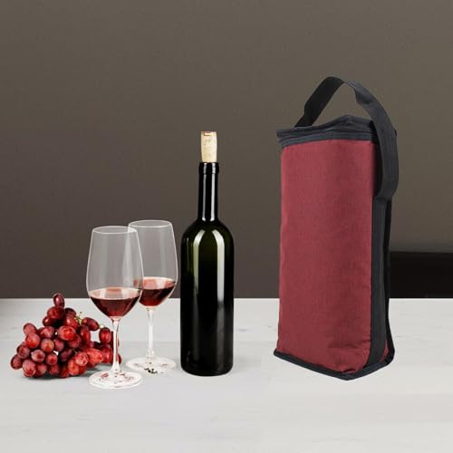 Harilla 2 Bottle Wine Bag Portable Wine Carrier Insulated Wine Carrying Bag Wine Tote Bag with Handle Red Thermal Wine Carrier Bag for Travel Outdoor Beach Picnic Wine Lover Gifts - Image 2