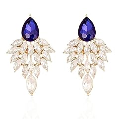 royal blue & clear rhinestone-gold tone