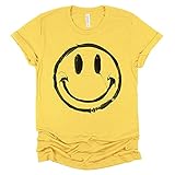 Happy Smiley Unisex T-shirt/Positive Happy Face Good Vibes Tee/ 70s Have a Nice Day/Hippie Groovy...
