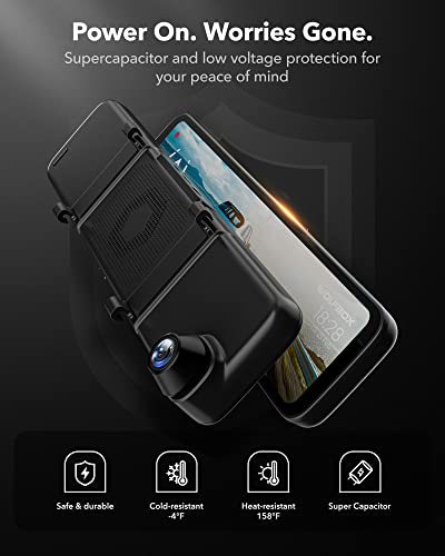 Wolfbox G890 12" 3 Channel Rear View Mirror Camera, 2K Triple Mirror Dash Cam, 4K Uhd Dash Cam Mirror Front And Rear With Hardwire Kit, Touch Screen Backup Camera With Motion Detection, Gps&64Gb Card #TOP6