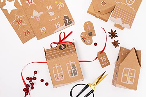 Folia 9385 - Hygge Dorf - Calendrier de l'Avent - 24 boîtes à suspendre ou à poser - Idéal comme cadeau et spéciale décoration de Noël - Réutilisable - Multicolore – vue 3