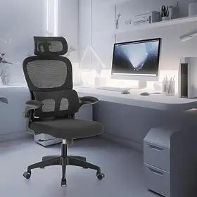 Cadeira de Escritório Premium Ajuste Lombar Apoio de Cabeça Ajustável Ergonômica