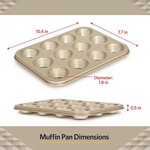 Glad Muffin Pan Nonstick - Heavy Duty Metal Cupcake Tin with Round Baking Cups, 12-Cup - Thumbnail 4