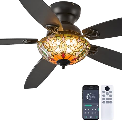 Yanokooe Ceiling Fans with Lights-52 Ceiling Fan Chandelier and Glass Shade by Yanokooe - Used condition - US$112.95