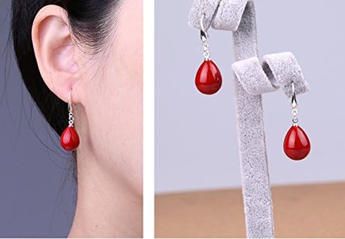 YAXUN 925 Sterling Silver Red Earrings For Women Red Shell Pearl Teardrop Dangle Drop Hook Earrings For Ladies Girls Fashion Jewellery Gifts