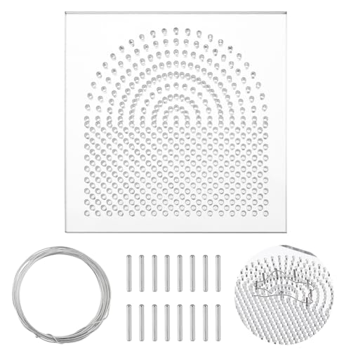 UNICRAFTALE Maschera per Piegare I Fili Elementi in Filo Quadrato 10x10 cm Pannelli per Avvolgimento di Filo Acrilico Organizzatore per Filo Interdentale con Picchetti in Metallo per Strumenti