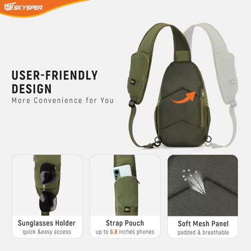 Image of SKYSPER Sling Bag RFID Cross Body Bag Recycled Crossbody Backpack Travel Daypack