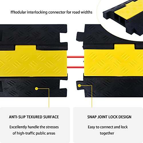 Yelack Cable Ramp Cable Protector Ramps Wire Hose Protective 2 Channel Traffic Rubber Plastic Cord Cover Speed Bump For Asphalt Concrete Gravel Driveway Outdoor, 3 Pack #TOP3