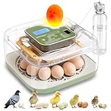 Incubator for Hatching Eggs Automatic Humidity and Temperature Control 12 Eggs Incubator, Digital Display Auto Turner 360° View Egg Candler for Chicken, Duck and Quail Bird Eggs