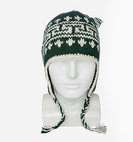 Hand Knit Sherpa Wool Hat with Micro Fleece Lining and Ear Flaps