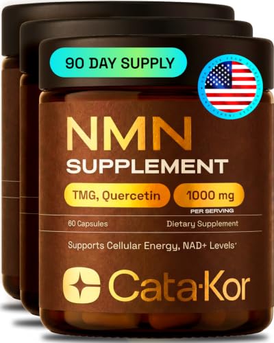 Cata-Kor NMN Supplement – 4-in-1 NAD Supplement with Quercetin | TMG | Resveratrol – Supports Cellular Energy & NAD+ Levels – Third-Party Tested - 3 Pack