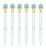 Gullor 6 Pens Diamond Ball Medium Point Ballpoint Pens, White