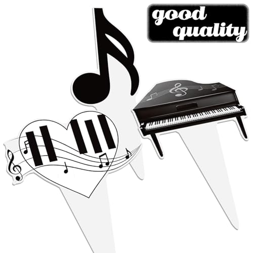 Music Piano Cupcake Toppers, 48 Pieces Piano Themed Birthday Party Cake Decorations with Music Notes and Piano Designs for Musical Birthday Baby Shower by CANDY CHEF - Image 6