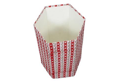 Image of Generic 3.3 Gallon Cotton Hand Block Printed Paper Waste Basket |Small Decorative Trash Can for Housewarming Gifts in Living Room, Bedroom, Bathroom | Eco-Friendly, Plastic-Free (1, RED White)