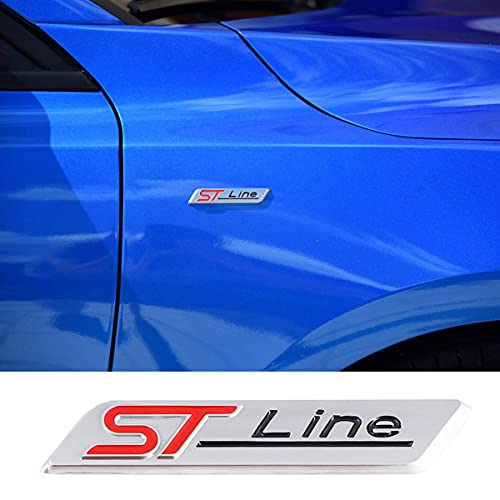 Wosite 2Pcs 3.35" Length 3D Metal St Line Car Truck Door Body Side Fender Rear Trunk Adhesive Emblem Badge Sticker Decals For Ford Auto Sport Decoration Accessories (Silver) #TOP4