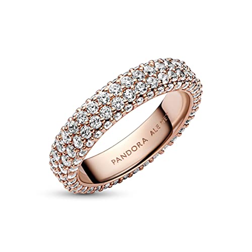 Bague Double Rang Pavée PANDORA Timeless en or rose avec pierres