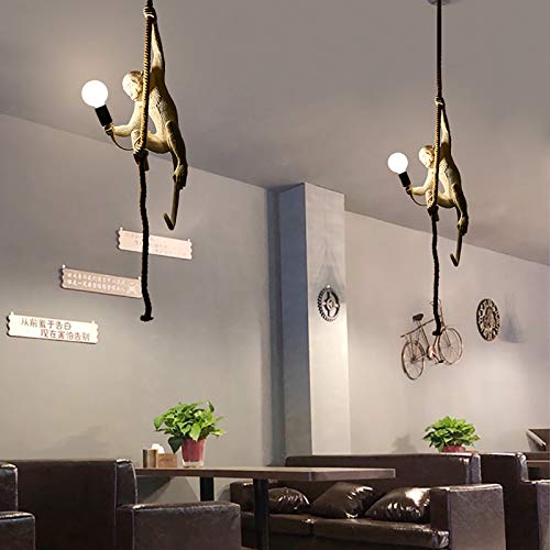 Vpabes Monkey Hanging Light Fixtures Hemp Rope Pendant Light Gold Ceiling Hanging Lamp Fixture For Living Room Bedroom Unique Art Deco #TOP3