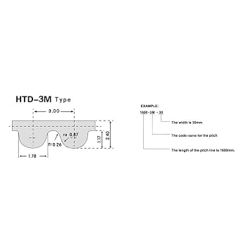 HTD 3M-555 Synchronous Belt 3mm Pitch Close Loop Timing Pulley Belt 15mm Width (3M-555-15mm)