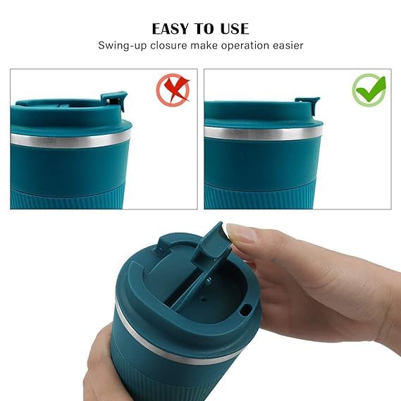 Image of Insulated Coffee Cup with Leak Proof Lid,Travel Mug,Reusable for Hot Cold Coffee, Water and Tea,Thermal Mug with Non-Slip ProtectiveCover, 510ml