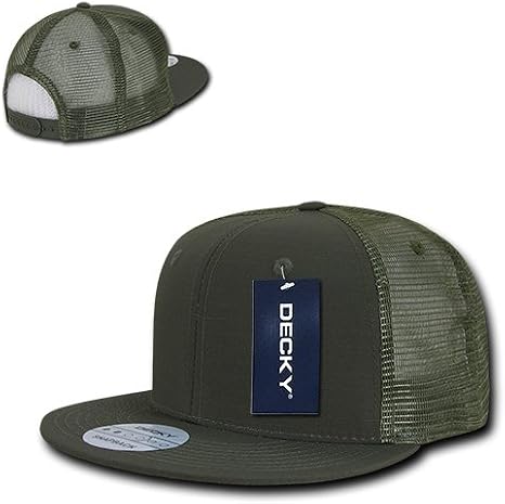 DECKY Rip Stop Flat Bill Trucker Cap, Olive Drab