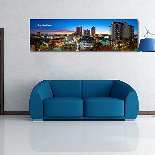 San Antonio Skyline Wall Art For Living Room Cityscape Canvas Modern Home Decor Panorama Pictures City Building House Decorations Skyscraper Artwork Night View Posters And Prints 12X46 Inch 1 Panel #TOP3