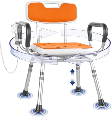 360 Swivel Shower Chair with Arms and Back, Heavy Duty [300 lbs] ...