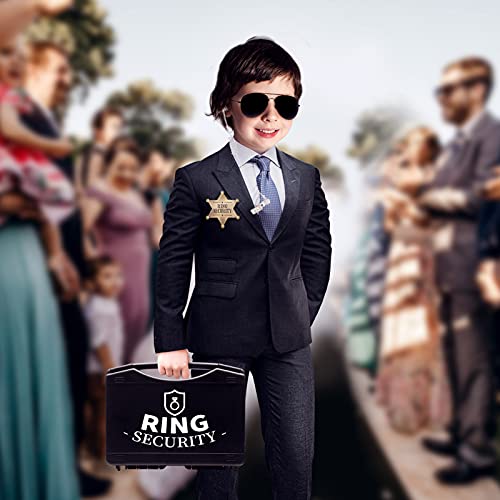 Huwane Ring Security Wedding Ring Bearer Gifts Box Set Include 2 Pcs Metal Ring Security Badges, 1 Pcs Acoustic Earpiece Tube, 1 Pcs Ring Bearer Sunglass, 1 Pcs Wedding Ring Box With 2 Rings #TOP5