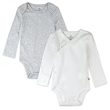 HonestBaby Side Snap and Long Sleeve Bodysuit 100% Organic Cotton for Infant Baby Boys, Girls, 2-Pack Fog, 6-9 Month