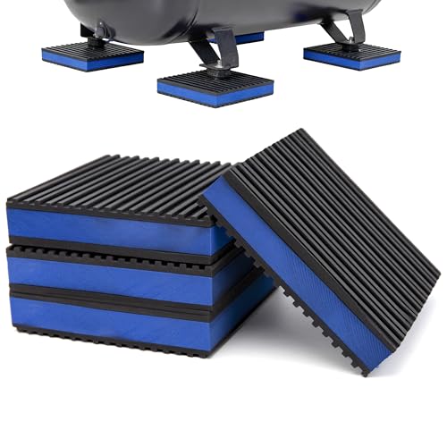 4-Pack Anti Vibration Pads, 4x4x7/8 Inch, EVA Rubber Isolation Mats, Heavy Duty Vibration Isolation Pads for Air Compressos, Conditioner, Treadmill, HVAC Washer Dryer