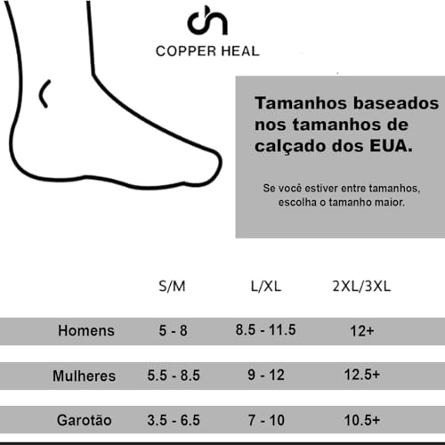 COPPER HEAL - Meia de Compressão Cano Longo e Alto para Homes e Mulheres (PAR) - Meia Masculina e Fe