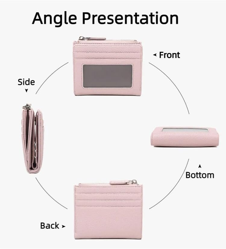 Miniatura 2 de Cartera pequeña para mujer, soporte delgado para tarjetas de crédito con ventana de identificación, monederos compactos para mujeres con 9 ranuras