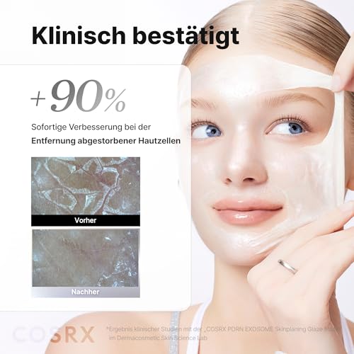 COSRX PDRN Exosome Skinplaning Glaze Mask für Glass Skin mit Lachs-DNA PDRN und Exosomen, Collagen Night Wrapping Mask für das Gesicht, mit Silikonpinsel, erfeinert das Hautbild, 50ml, Korean Skincare