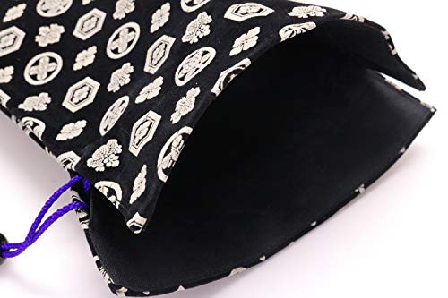 Matsumi Craft 4589513684151 Goshuin Book Holder, Inden, Family Crest, Black, 8.5 x 10.8 x 0.4 inches (21.5 x 27.5 x 1 cm), Drawstring Bag, Japanese Style3