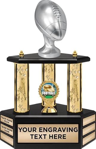Crown Awards 18" Gold Stars Silver Football Perpetual Trophy Prime