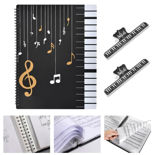 ADERTOS Carpeta Música A4 50 Bolsillos 2 Clips Notas Partituras Documentos Pinturas